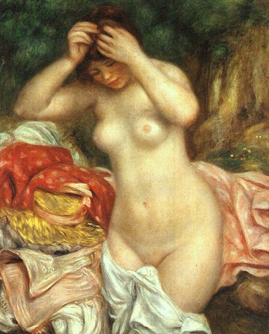 Renoir Auguste: Dvka po koupeli , upravujc si vlasy, 1893, 92 x 74 cm