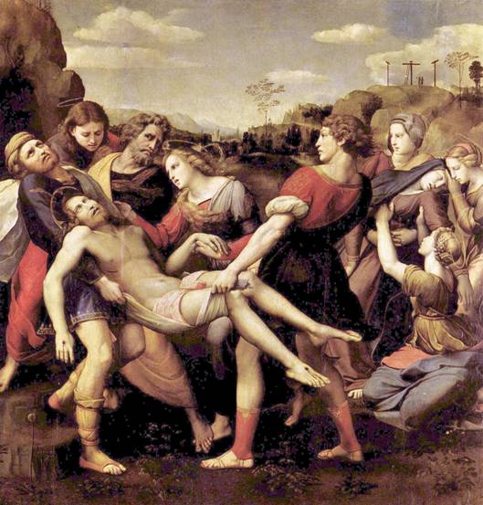 Raffael: Kladen Krista do hrobu, 1507, 184 x 176 cm (m, Galleria Borghese)