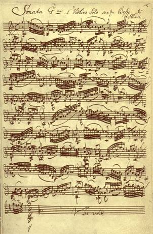 Sonata 1ma  Violino Solo senza Bao di J. S. Bach: Adagio; Autograph 1720