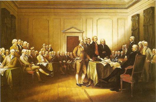 Vyhlen nezvislosti americkch osad na kongresu ve Filadelfii dne 4. ervence 1776