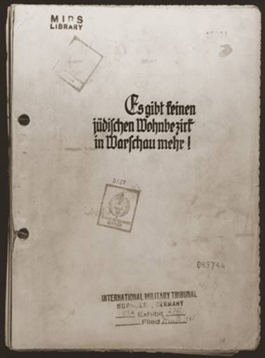 Pedn strana Stroopovy zprvy s raztky od mezinrodnho vlenho soudu v Norimberku